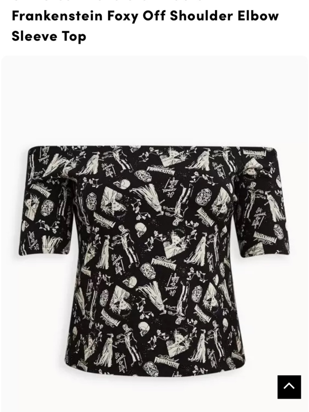 torrid Black Frankenstein Foxy Off-Shoulder Elbow Sleeve Top large